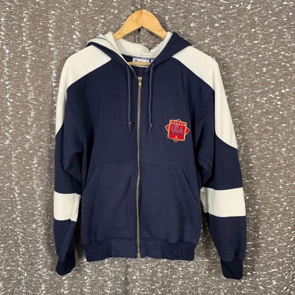 Vintage Macgregor USA Athletics Full Zip‎ Hooded Sweatshirt Size Small